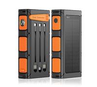 Batterie Externe 3 Modes de Charge : Solaire/manivelle, Filaire, Camping en Plein air, Charge Rapide, PD20 W, Orange - 10 000 mAh