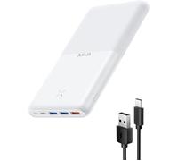 Batterie Externe 30000mAh USB C Power Bank Haute Capacité Charge Rapide 22.5W Compact Batterie Portable avec 4 Sorties(Blanc)