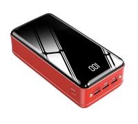 Batterie Externe 40000 mAh/60000 mAh avec Sorties et entrées, Chargeur Rapide for téléphone avec Lampe Torche, Batterie Externe USB-C Ultra-performante for Le Camping en Plein air.(40000Mah,Red)