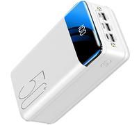 Batterie Externe 50 000 mAh, écran LCD Miroir Complet, Chargeur Portable à Charge Rapide, écran Miroir numérique, Grande capacité, créatif, Blanc
