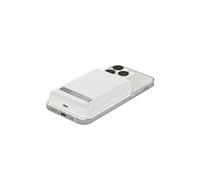 Batterie externe 5000 mAh sans fil, magnétique, support inclus, blanc