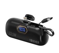 Batterie Externe 5000mAh Connecteur Lightning + Câble USB C intégré Forever Noir