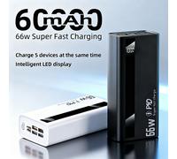 Batterie externe 60000mAh à charge rapide haute capacité, chargeur portable 66W, batterie externe pour iOS et Android, station de charge pour 5 appareils, alimentation portable pour le camping, les no