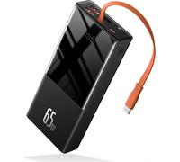 Batterie Externe 65 W Pour Ordinateur Portable, 20 000 Mah, Usb C, Câble Usb-C Intégré, Batterie Externe Qc 3.0 Avec 4 Sorties Pour Lenovo, Hp, Dell, Macbook Pro, Iphone, Samsung[Z1214]