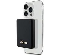 Guess 15W Fast 5000mAh 1x Banque d'alimentation USB-C avec logo MagSafe Metal Ssript Noir