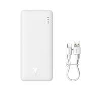 Batterie externe Airpow 20 W 10 000 mAh avec câble USB-A/USB-C 30 cm - Blanc