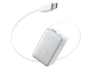 Batterie externe Anker Nano (10K, 45 W, câble USB-C rétractable intégré) Blanc