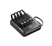 Batterie externe avec câble - Charge rapide de 22,5 W - 10 000 mAh - Mini batterie externe compacte - Chargeur portable USB C - Écran LED - Pour iPhone, Huawei, Xiaomi, Samsung, etc (noir)