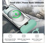 Batterie externe avec câble de charge intégré, chargeur portable capsule à charge rapide, convient pour les vacances d'été, les voyages/camping en plein air et l'alimentation de secours mobile. Cadeau
