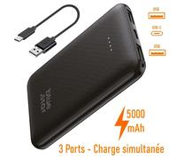 Batterie Externe BlueStar 5000 mAh 2025 Compacte 3 ports USB-A USB-C indicateur LED & Câble inclus idéale Smartphone et Accessoires