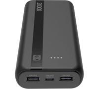 Cellularline - Power Bank 20000 - Capacité : 20 000 mAh - Entrée : 1 x USB-C 10,5 W - Sortie : 1 x USB 12 W - Cellules : Batterie Li-ION - LED Lumineuses indiquent Une Charge résiduelle - Noir