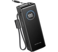 Batterie Externe Ecoflow Rapid 25 000 Mah, 170 W, Câbles Intégrés Et Rétractables 100 W, Chargeur Portable Avec Port Usb-C 100 W, Câbles Intégrés Et Rétractables, Pour Iphone, Samsung, Macbook-Argent