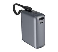 Powerbank 10000mAh 2 ports USB C 30W PD/QC Câble intégré Gris Sidéral + Garantie à vie Force Power