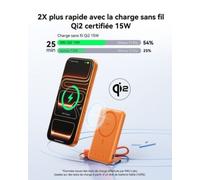 Batterie externe INIU 5000 mAh Magnet Qi2 MagPro slim orange