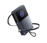 Batterie externe 10 000 mAh 22,5 W avec câble USB-C rétractable - noire