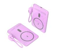 Batterie externe Leotec LEPOWW20W5P 5000 mAh - 20 W - Sans fil - Violette - Câble USB Type-C inclus