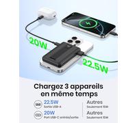 Batterie-Externe-Magnétique-10000mah,Charge Rapide 22,5w Usb-A & 20w Usb-C ¿ Ultra-Fin Chargeur Portable Sans Fil Pliable Avec Led,Power Bank Compatible Iphone 16/15/14/13/12 Pro Max