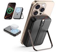 Batterie Externe Magnétique 10000mah,Power Bank Portable Rapide 22.5w Avec Magsafe, Câble Type-C Intégré, Ports Usb-C/Entrée & Support Caché,Powerbank Compatible Iphone 16/15/14/13/12[Z1467]