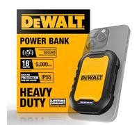 Batterie Externe magnétique Robuste DEWALT 5 000 mAh, Chargeur Portable sans Fil Robuste, Batterie à Charge Rapide 18 W, USB-C vers C avec câble Adaptateur USB 1,2 m, résistante à l'eau, Compatible