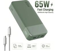 Batterie externe NOBIS, 20 000 mAh, 65 W, avec indicateur LED de charge rapide, équipée de 2 ports USB-C et 2 ports USB-A, compatible avec Phone 15, Phone, iPad et smartphones Android. Idéale comme ca