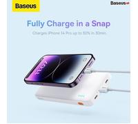 Batterie externe OS-Baseus Airpow Fast Charge 10000mAh 20W Blanc (Avec câble de charge Simple Series USB vers Type-C 30 cm Blanc)