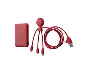 Batterie Externe Plastique Recy ble Multi USB 4 en 1 : USB C, USB, Lightning,Micro USB et Powerbank 5000mAh Charge Rapide pour Smartphone Universelle - Mr Bio Pack Long 1m Rouge Xoopar