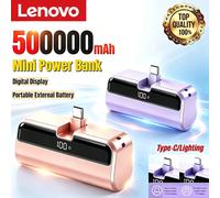 Batterie externe portable Lenovo 50000mAh Mini Capsule Power Bank haute capacité, charge rapide, pour iPhone, Huawei, Samsung Purple Lightning