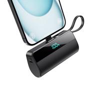 Batterie Externe pour iPhone, 5500mAh Mini Power Bank avec Câble USB C Intégrés, 20W PD Charge Rapide Chargeur Portable Écran LCD Batterie Portable Compatible avec iPhone 16/15/14/13/12/11/X/8/7/6 etc