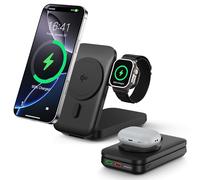 Batterie Externe pour Magsafe sans Fil, 10000mAh Batterie Externe Induction Power Bank Station de Charge Magnétique Chargeur Portable Powerbank Compatible avec Apple Watch, iPhone 16/15/14/13/12