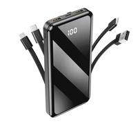 Batterie Externe pour Samsung Galaxy J3 2017, J4+, J6+, J3 2016, J1 2016-10000 mAh, Câbles intégrés + 2 Ports USB, indicateurs LED