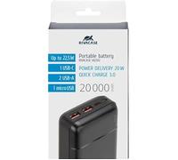 Rivacase Batterie externe VA2102 LiPo 20000 mAh 2x Type-C 3 sorties QC/PD Noir