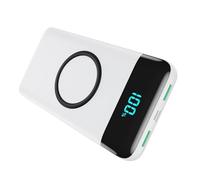 Batterie Externe sans Fil 26800mAh, USB C Power Bank Induction à Charge Rapide 25W PD & QC4.0 Chargeur Portable Wireless avec 4 Sorties, écran LCD Batterie Portable pour iPhone Samsung Huawei(Blanc)