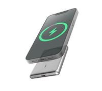 Batterie Externe sans Fil magnétique Compatible avec MagSafe, 5000 mAh, Charge sans Fil 15 W, USB-C Power Delivery 20 W, Compatible avec iPhone 12-17 et AirPods, Gris
