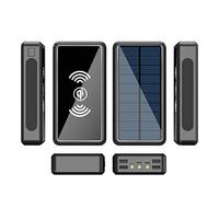 Batterie externe solaire 100 000 mAh, chargeur portable sans fil avec 4 sorties et 3 entrées et lampe de poche LED, chargeur solaire pour smartphones et Ca