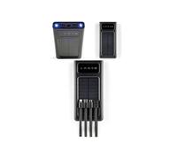 Batterie externe solaire 10000mAh - Chargeur 4 en 1 - 3 câbles intégrés - Torche LED - Noir