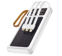 Batterie Externe Solaire 15000mAh avec Câble MicroUSB Lightning USB C LinQ blanc