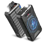 Batterie Externe Solaire 26800mAh, 45W Power Bank USB C Charge Rapide, Batterie Externe sans Fil avec 4 Ports, Lampe Torche, Étanche, Chargeur Portable pour Telephone, Camping, Randonnée (Noir)