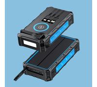 Batterie Externe Solaire - Batterie Externe avec Manivelle Et Lampe LED | Appareils Électroniques, Powerbank Pliable Imperméable pour Pêche Camping Voyage et Maison