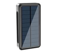 Batterie externe solaire - Chargeur portable 30 000 mAh - Lampe de poche LED d'extérieur - Batterie haute capacité pour téléphone - Station de charge USB robuste - Fusible étanche pour les voyages, la