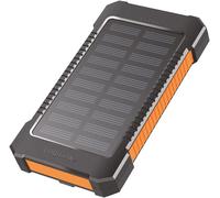 Batterie Externe Solaire De 8000 Mah, Lampe De Poche, Charge Simultanée De 2 Appareils (2 Ports Usb Type-A), Noir/Orange
