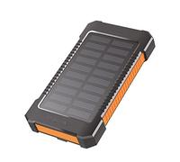 Batterie Externe Solaire de 8000 mAh, Lampe de Poche, Charge simultanée de 2 appareils (2 Ports USB Type-A), Noir/Orange