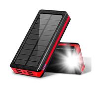Batterie Externe Solaire LED, Chargeur de téléphone Grande capacité 30000 mAh, Station d'alimentation Solaire Portable avec 4 Ports USB, Batterie Externe à Charge Rapide for Camping en Plein air