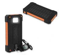 Batterie Externe Solaire Orange avec 2 Ports USB pour Charger jusqu'à 2 appareils 10 000 mA