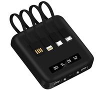 Batterie De Secours Avec 4 Cables - 10 000 Mah Noire