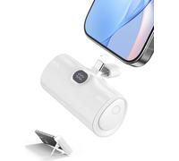 Batterie Externe Usb C 5000mah, 20w Power Bank Mini, Powerbank Avec Écran Led, Iphone 16/15 Series Batterie Externe Charge Rapide, Chargeur Portable Compatible Samsung, Usb C Phones Etc (Blanc Cassé)
