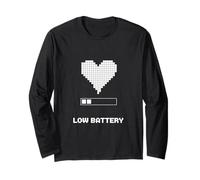 Batterie Faible Pixel Coeur Amusant Gamer Lazy Day Design Manche Longue