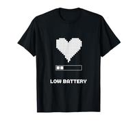 Batterie Faible Pixel Coeur Amusant Gamer Lazy Day Design T-Shirt