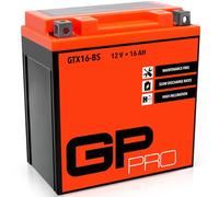 Batterie Gel GP-PRO GTX16-BS 12V 16Ah pour scooter et moto | 230 A, scellée sans entretien, préchargée, pôle + à gauche, 150x86x163 mm, 5,05 kg, sim. YTX16-BS, CTX16-BS