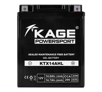 KAGE - Batterie gel YB14L-A2 - YB14L-B2 14AH - Pour Arctic Cat, BMW, Cagiva, Ducati, Gilera, Aprilia, Honda Kawasaki, Malaguti, Moto Guzzi MZ/MUZ, Peugeot, Piaggio, Suzuki, Triumph, Yamaha