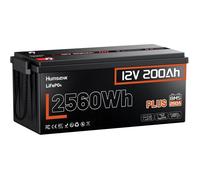 Batterie Humsienk LiFePO4 12V 200Ah Plus - 3200W - BMS 250A - Adaptée aux camping-cars bateaux systèmes hors réseau etc